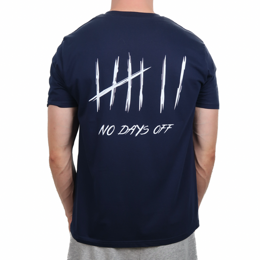 NoDaysOff Slim Fit T-Shirt - White on Navy Blue